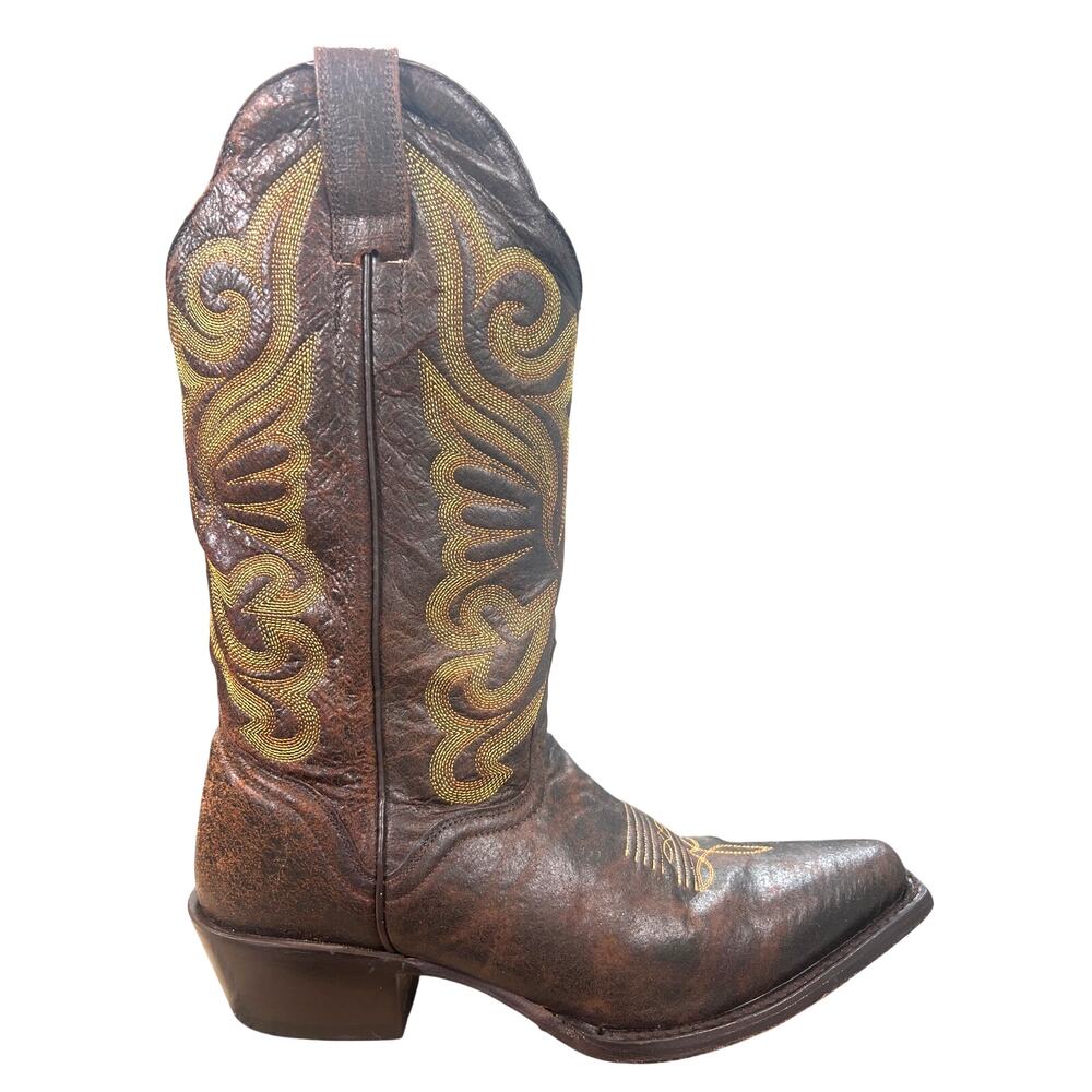 J.B. Dillon Women’s Brown Leather Western Cowgirl Boot Size US 8 B
